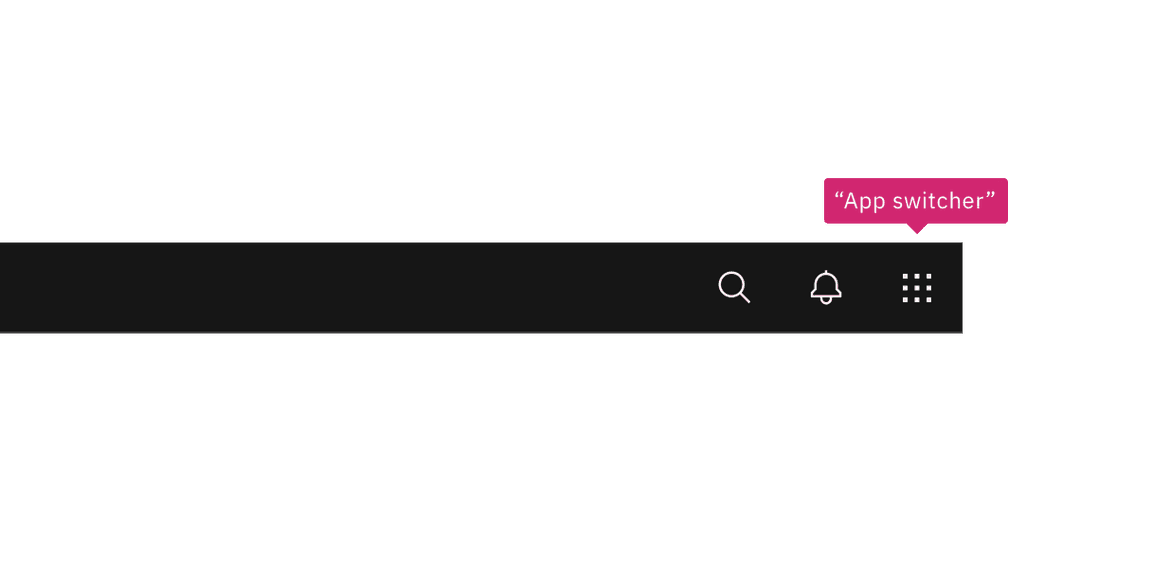 the switcher button is annotated as "app switcher" the switcher button is annotated as "app switcher"